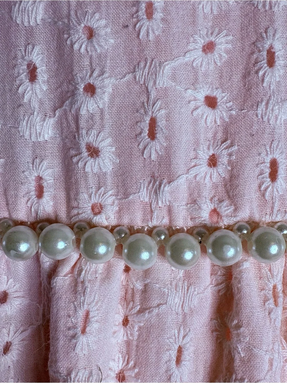 Badgley Mischka Girls Size 5 Pink Eyelet Pearl Flower Girl Party Dress